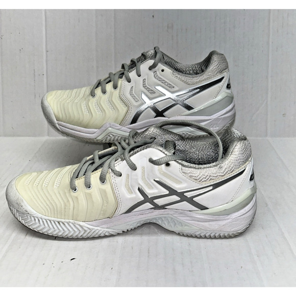 ASICS Gel Resolution 7 1/2 White Silver Size 7 1/2 Women - Picture 2 of 8